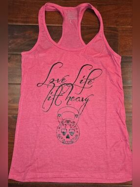 Love Life Lift Heavy Pink Racerback Tank Top